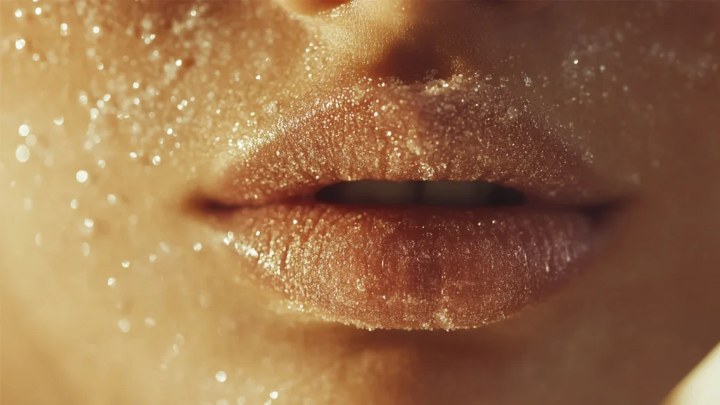 Labios de mujer con piel radiante