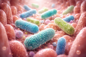 Representación minimalista de probióticos y microbiota intestinal en estilo femenino premium